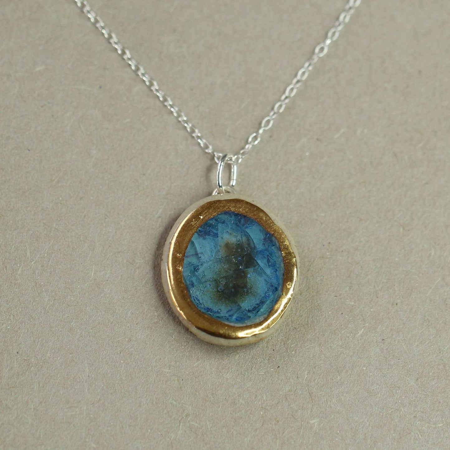 Blue Reef Oval Sterling Silver Pendant - Habulous