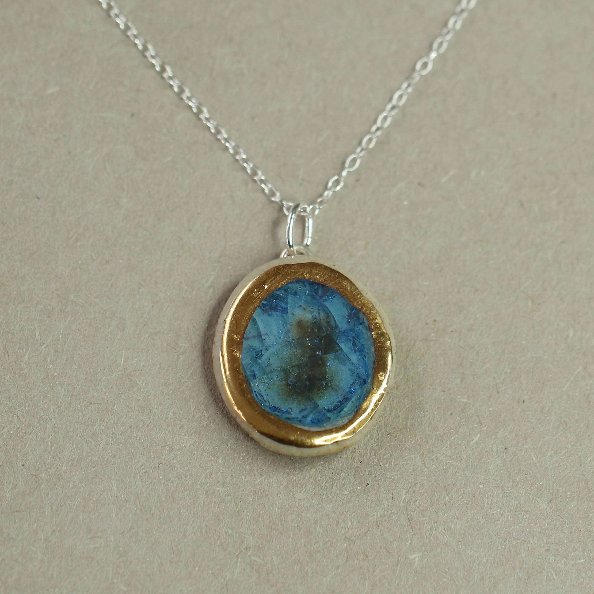 Blue Reef Oval Sterling Silver Pendant - Habulous