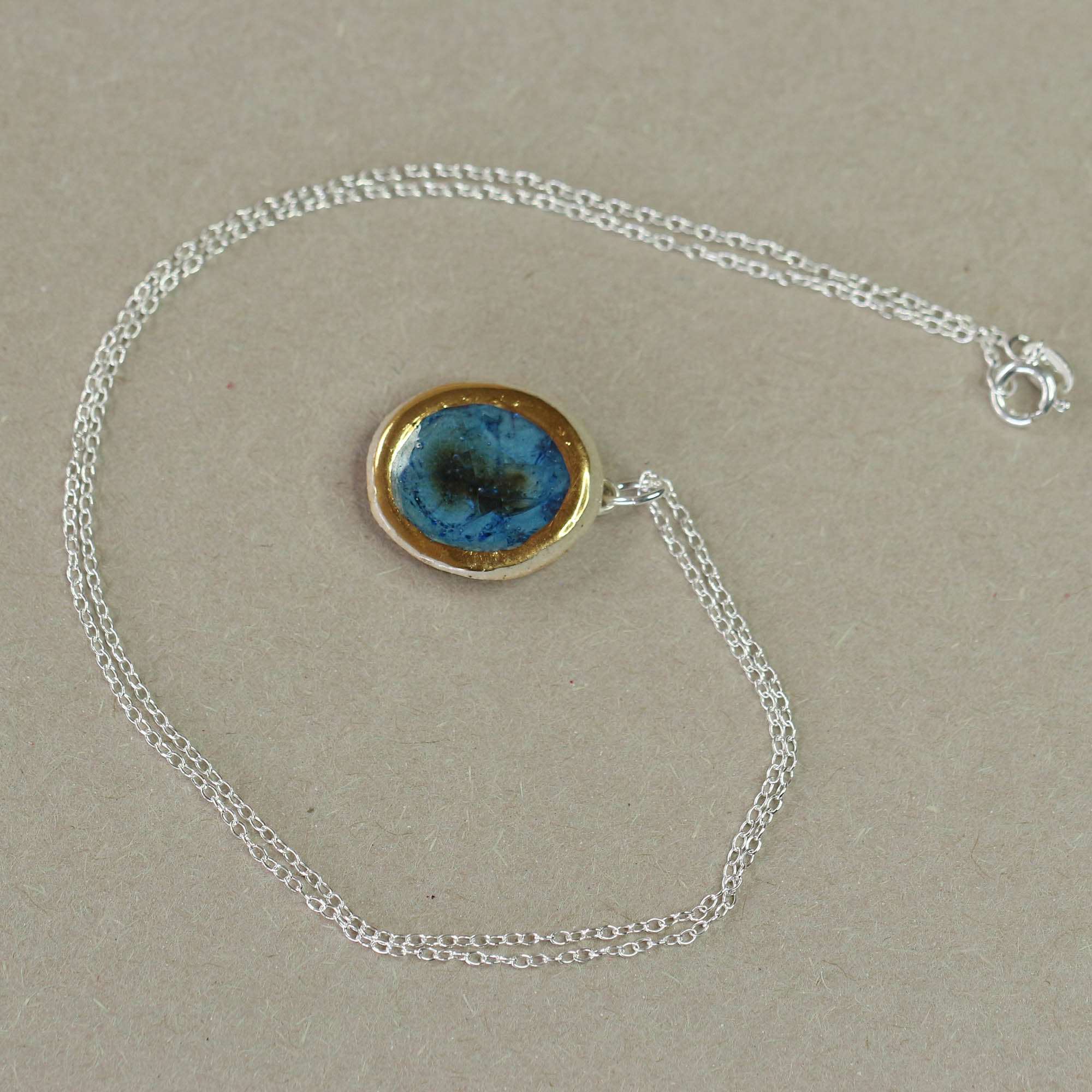 Blue Reef Oval Sterling Silver Pendant - Habulous