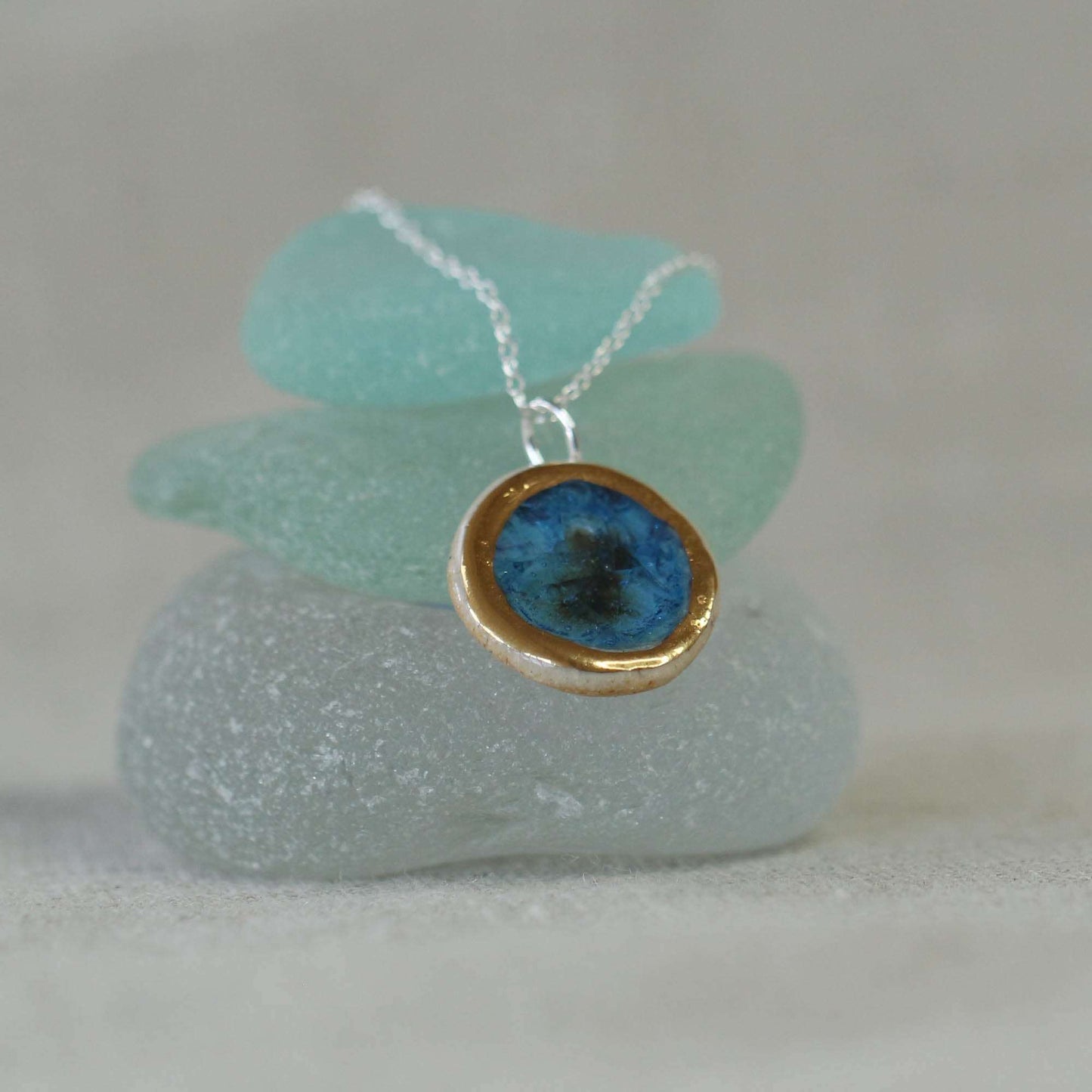Blue Reef Oval Sterling Silver Pendant - Habulous