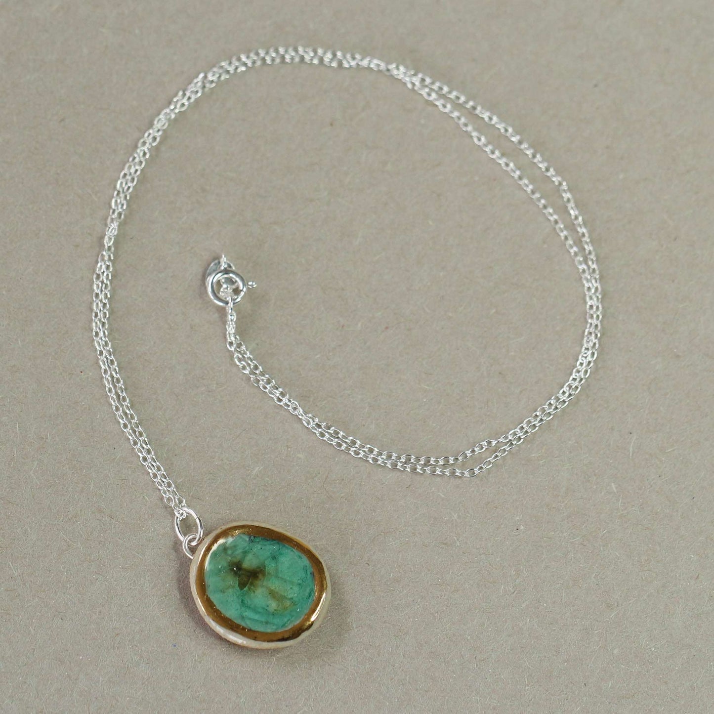 Emerald Reef Oval Sterling Silver Pendant - Habulous
