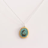 Turquoise Reef Oval Sterling Silver Pendant - Habulous