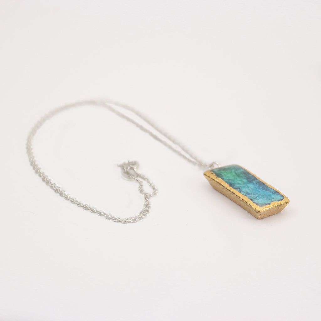 Emerald Turquoise Lagoon Small Drop Sterling Silver Pendant - Habulous
