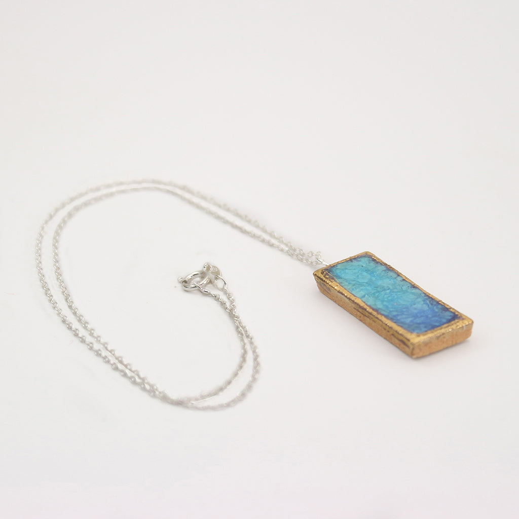 Turquoise Blue Lagoon Small Drop Sterling Silver Pendant - Habulous