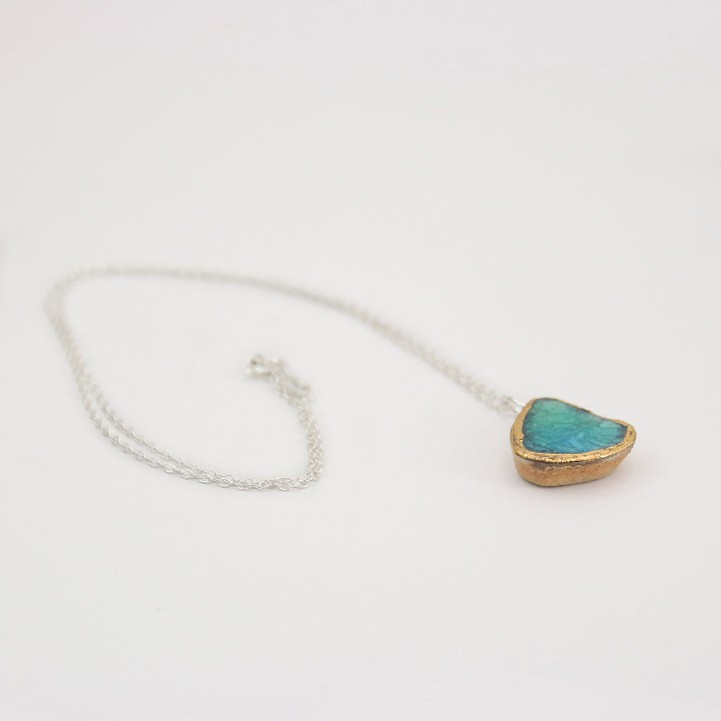 Emerald Turquoise Lagoon Teardrop Sterling Silver Pendant - Habulous