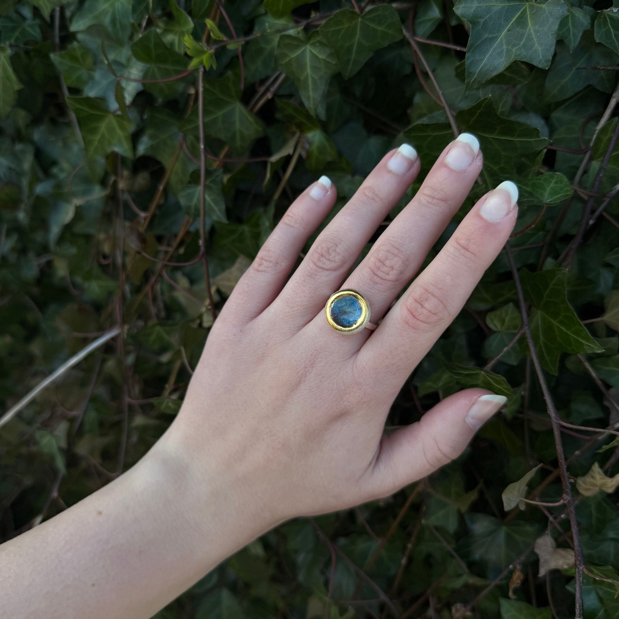 Bague Ajustable Petit Rond Bleu Récif