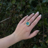 Grande bague réglable ronde avec pierre turquoise récif