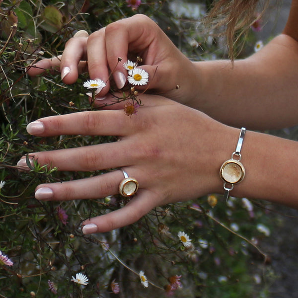 Small Round Crystal Pool Adjustable Ring