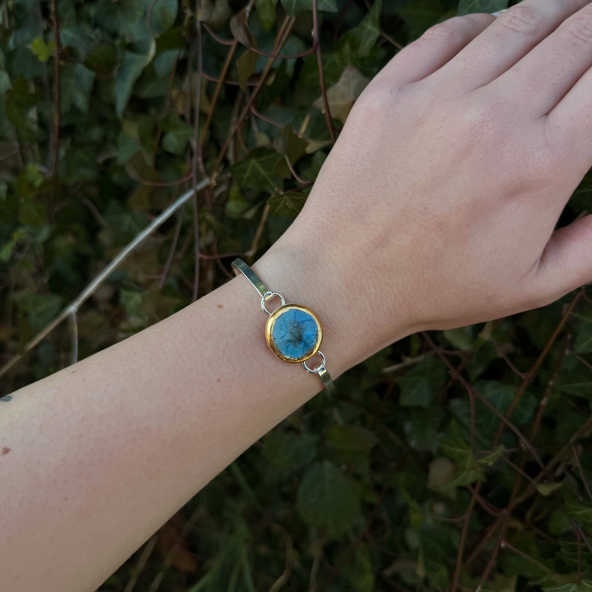 Bracelet rond en plaqué argent Blue Reef