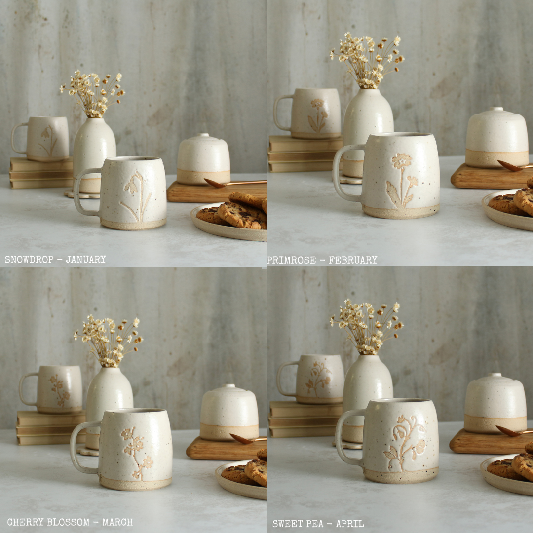 Personalised Flower and Name Large Mug