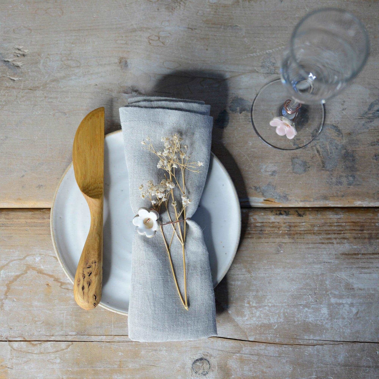 Flower Name Card Holder Wedding Favour Stone - Habulous