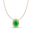 Recycled emerald green crackled glass ceramic oval cord necklace