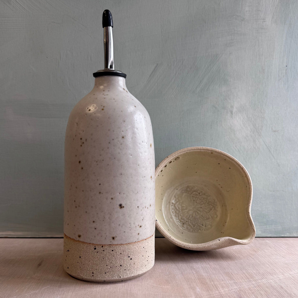 Seconds Set - Large Oil Pourer and Herb Shredder Bowl (Worth £68.50) Various Colours