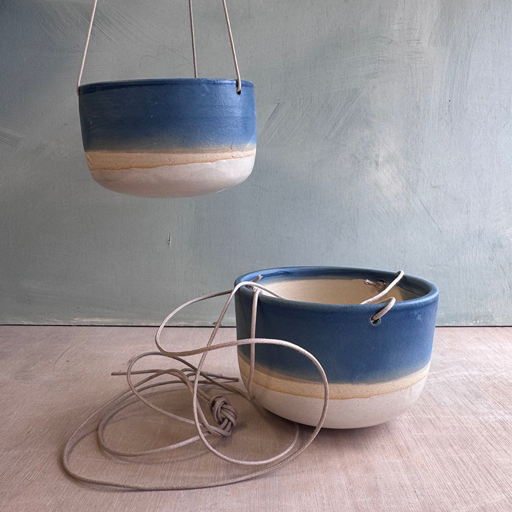 Sample Pieces - Blue and White Hanging Planters - Set of 2 (Worth around £60)