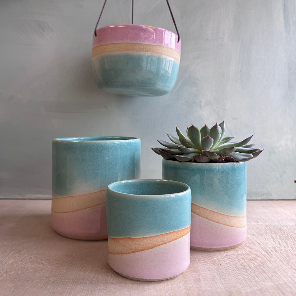 Seconds Planter Set (worth £75) Turquoise and Pink Shoreline