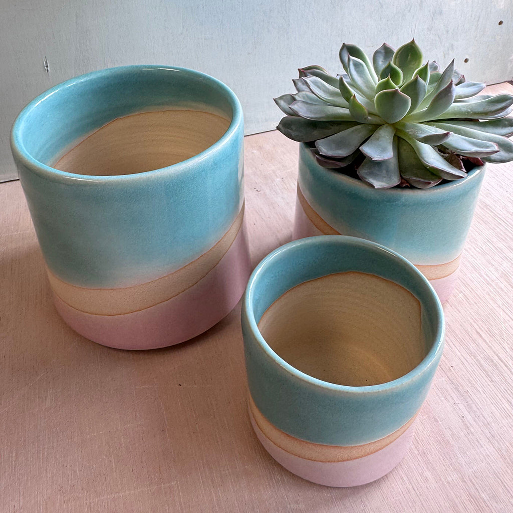 Seconds Planter Set (worth £75) Turquoise and Pink Shoreline