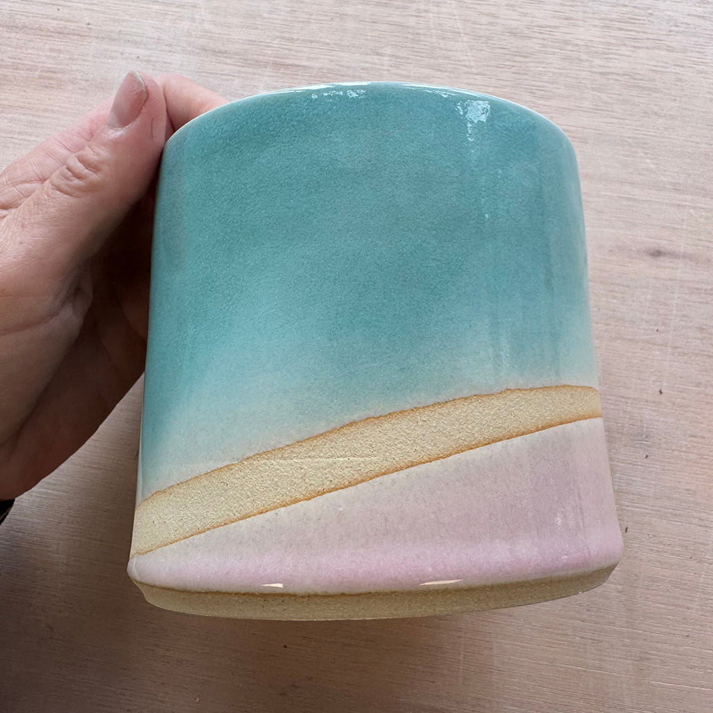 Seconds Planter Set (worth £34) - Medium and Large Planter - Turquoise and Pink Shoreline