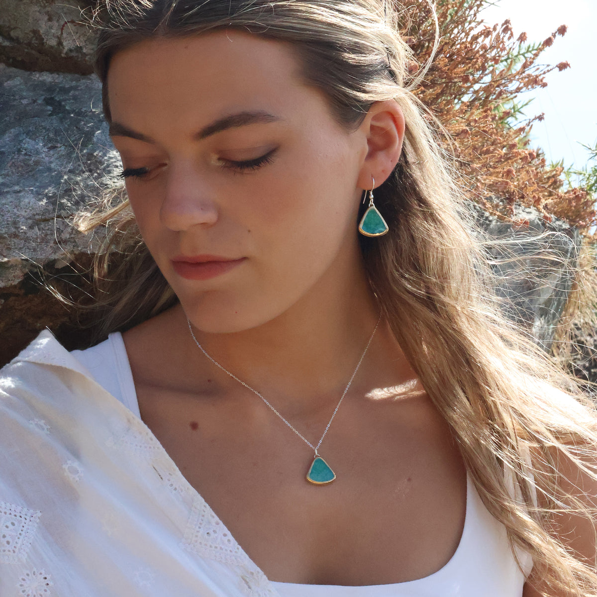 Boucles d'oreilles pendantes récif bleu