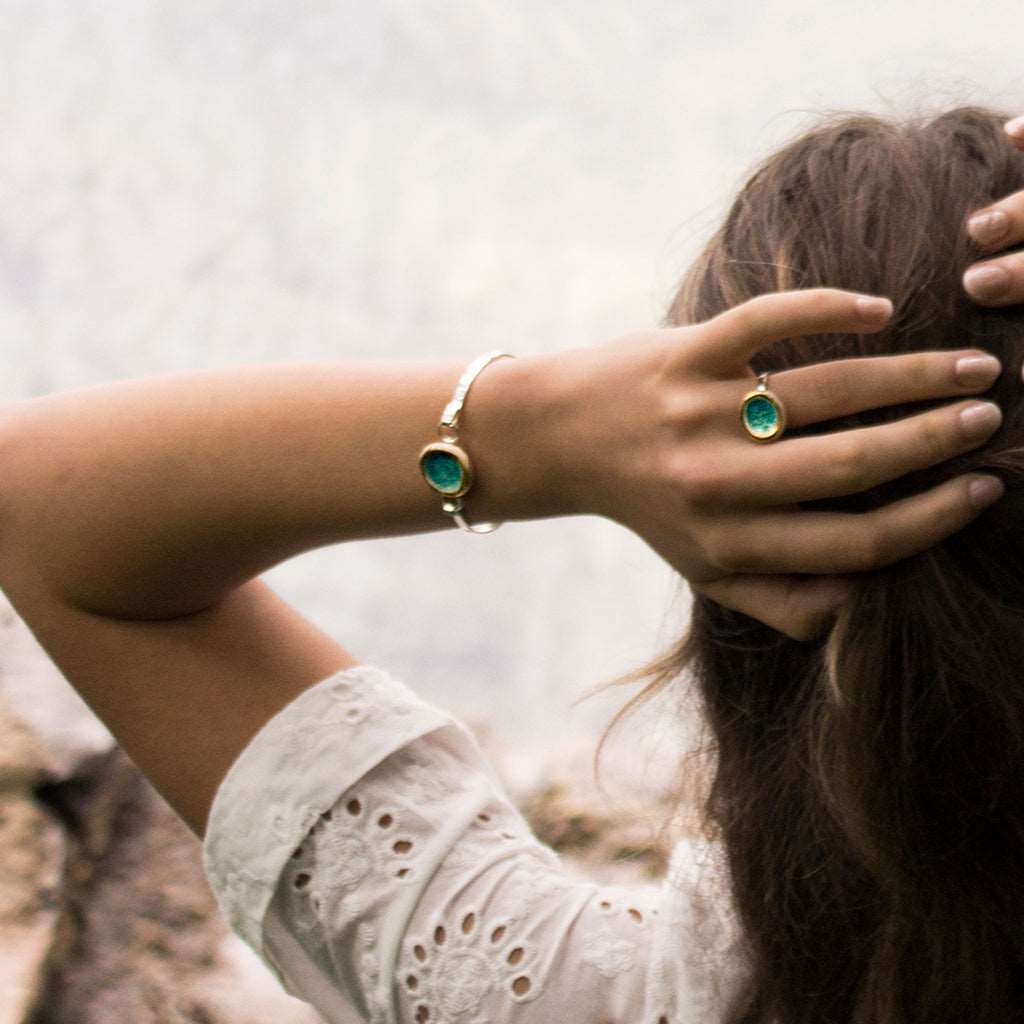 Large Round Emerald Turquoise Lagoon Ring - Habulous