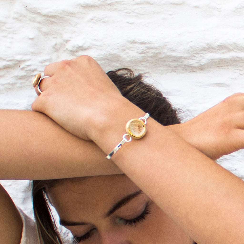 Crystal Pool Silver-Plated Bangle - Habulous