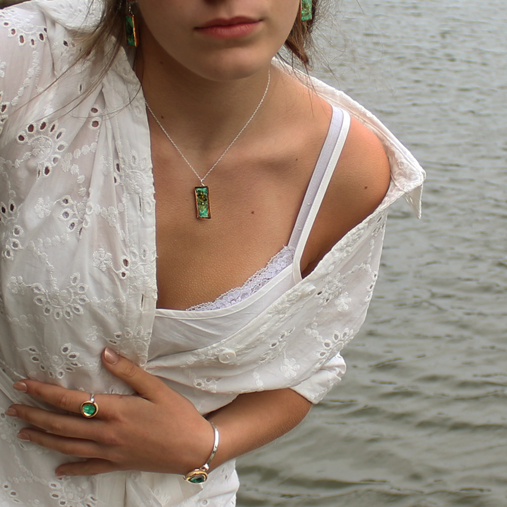 Emerald Reef Small Drop Sterling Silver Pendant