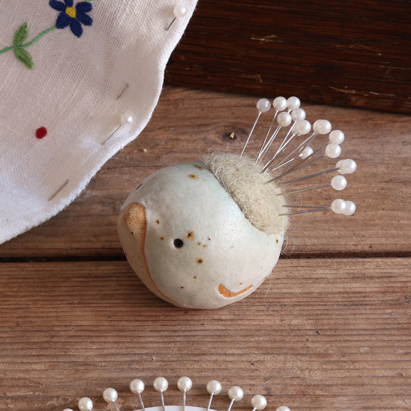 Handmade Ceramic Pin Cushion Bird