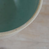Close up of stoneware bowl rim