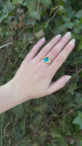 Bague ajustable lagon bleu turquoise petit et rond