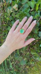 Large Round Emerald Reef Adjustable Ring