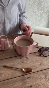 Pink Stripe Handmade Stoneware Mug