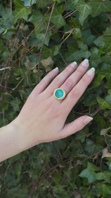 Grande bague réglable ronde avec pierre turquoise récif