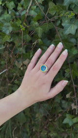 Bague réglable grand rond bleu récif