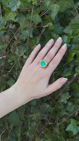 Grande Bague Réglable Ronde Émeraude Turquoise Lagon
