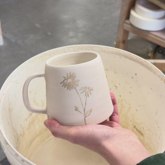 Video showing the process of glazing our birth flower mugs