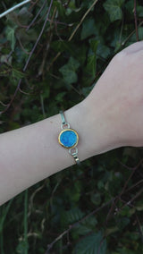 Bracelet Jonc Rond Plaqué Argent Lagon Bleu Turquoise