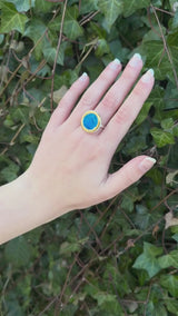 Grande bague réglable lagon bleu turquoise ronde