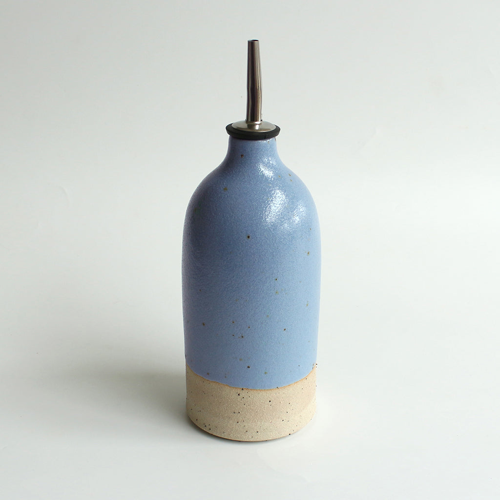 Large blue stoneware oil pourer
