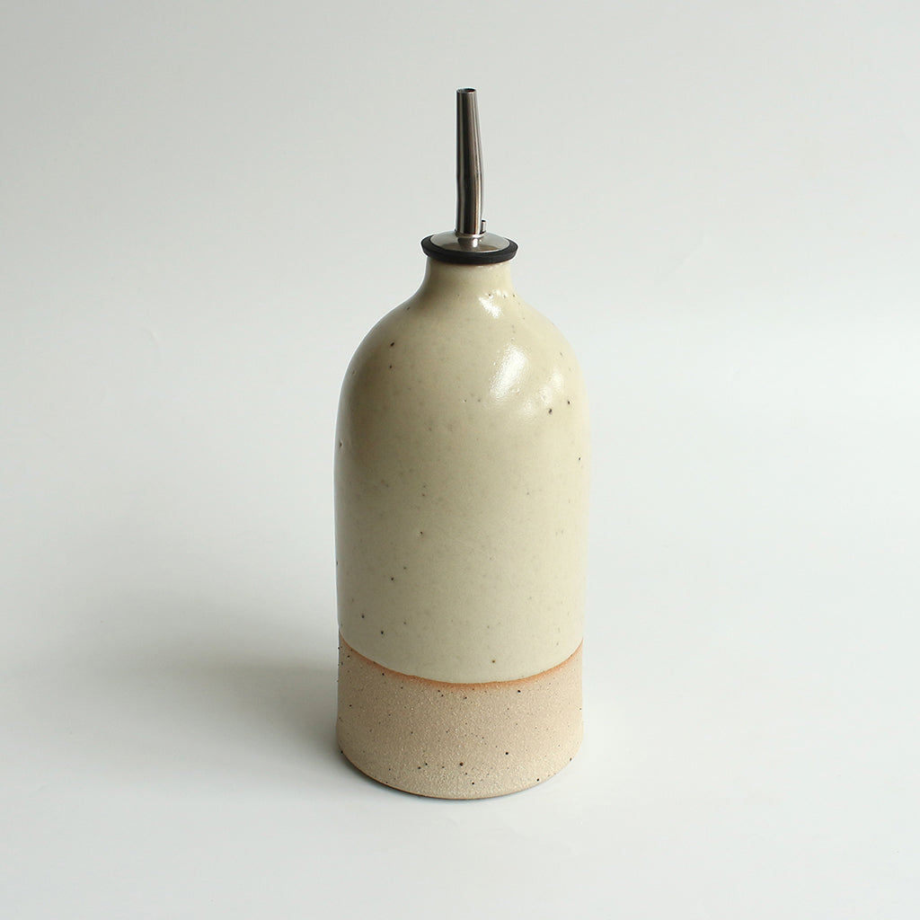 Large yellow stoneware oil pourer