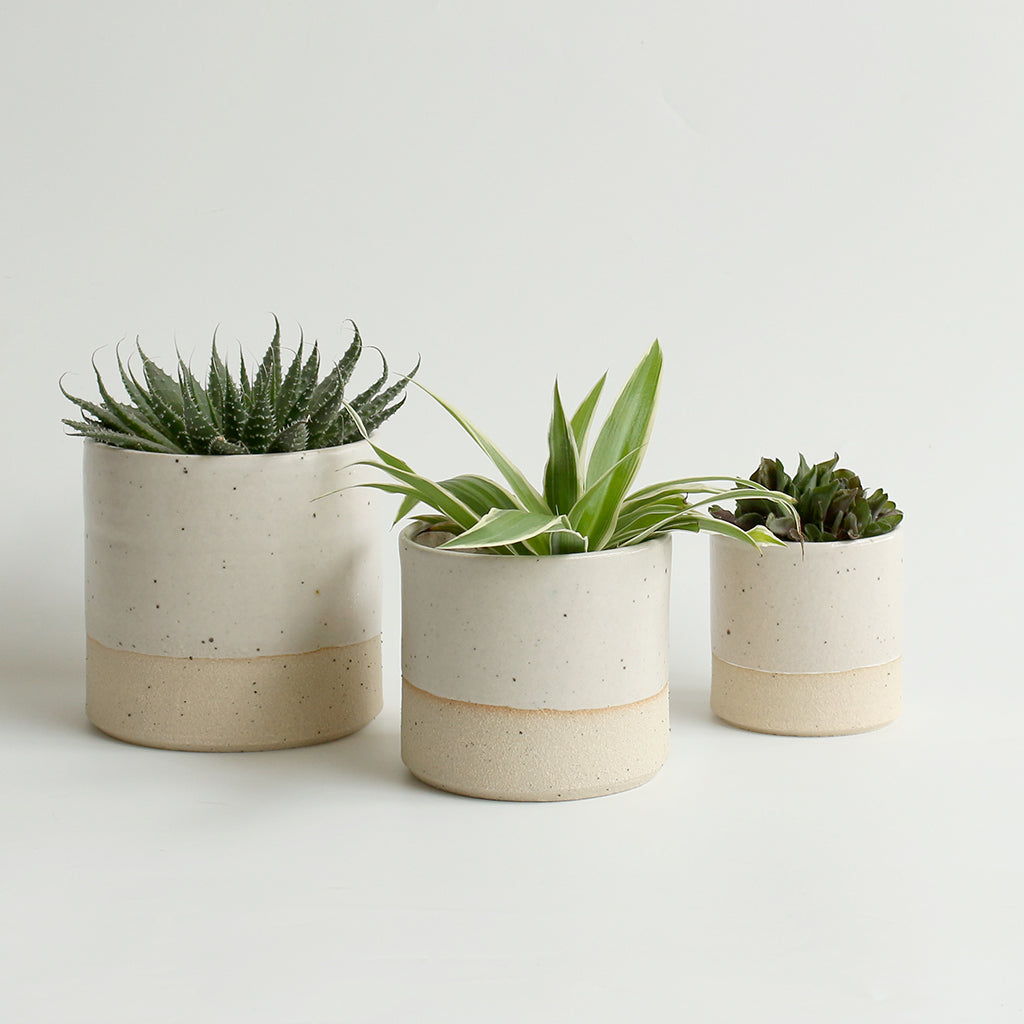 indoor plant pots ceramic Mini Wood Indoor Plant Stand with Ceramic Pot main image 0