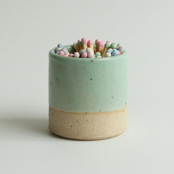 Match Striker Pot with Matches in Mint Green Stone - Habulous