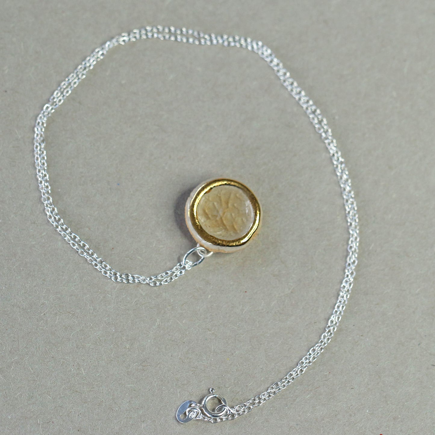 Small Round Crystal Pool Sterling Silver Pendant - Habulous
