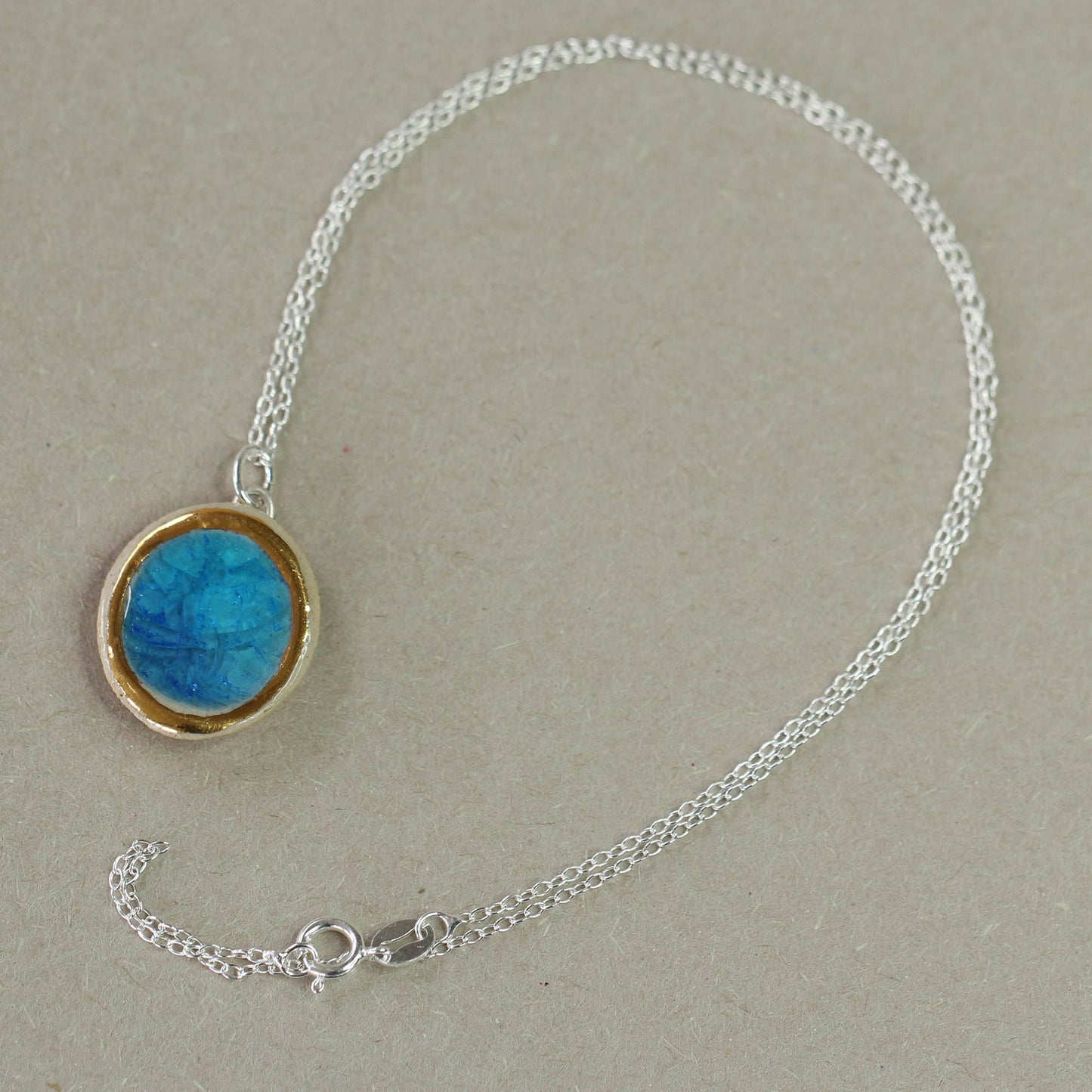 Turquoise Blue Lagoon Oval Sterling Silver Pendant - Habulous