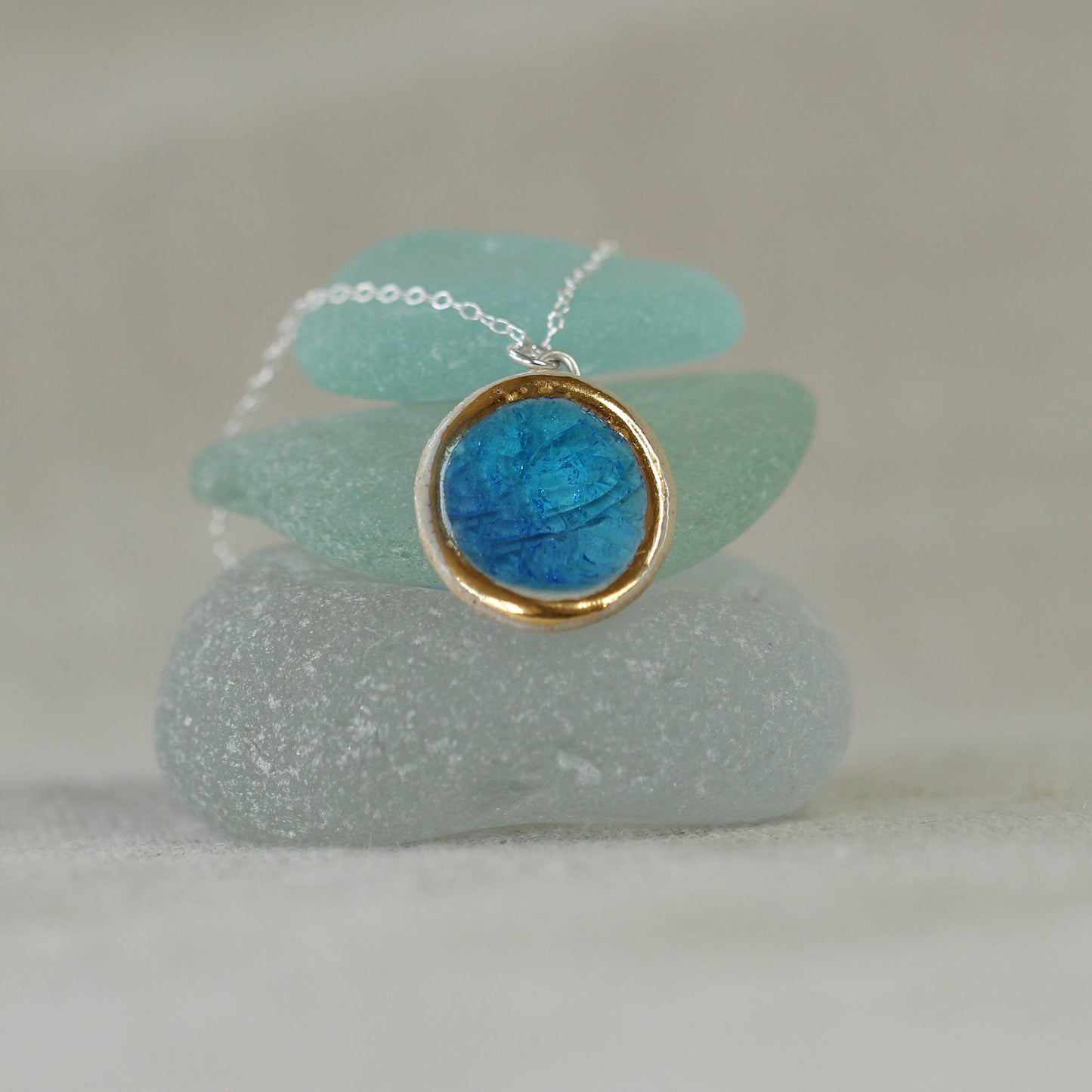 Turquoise Blue Lagoon Oval Sterling Silver Pendant - Habulous