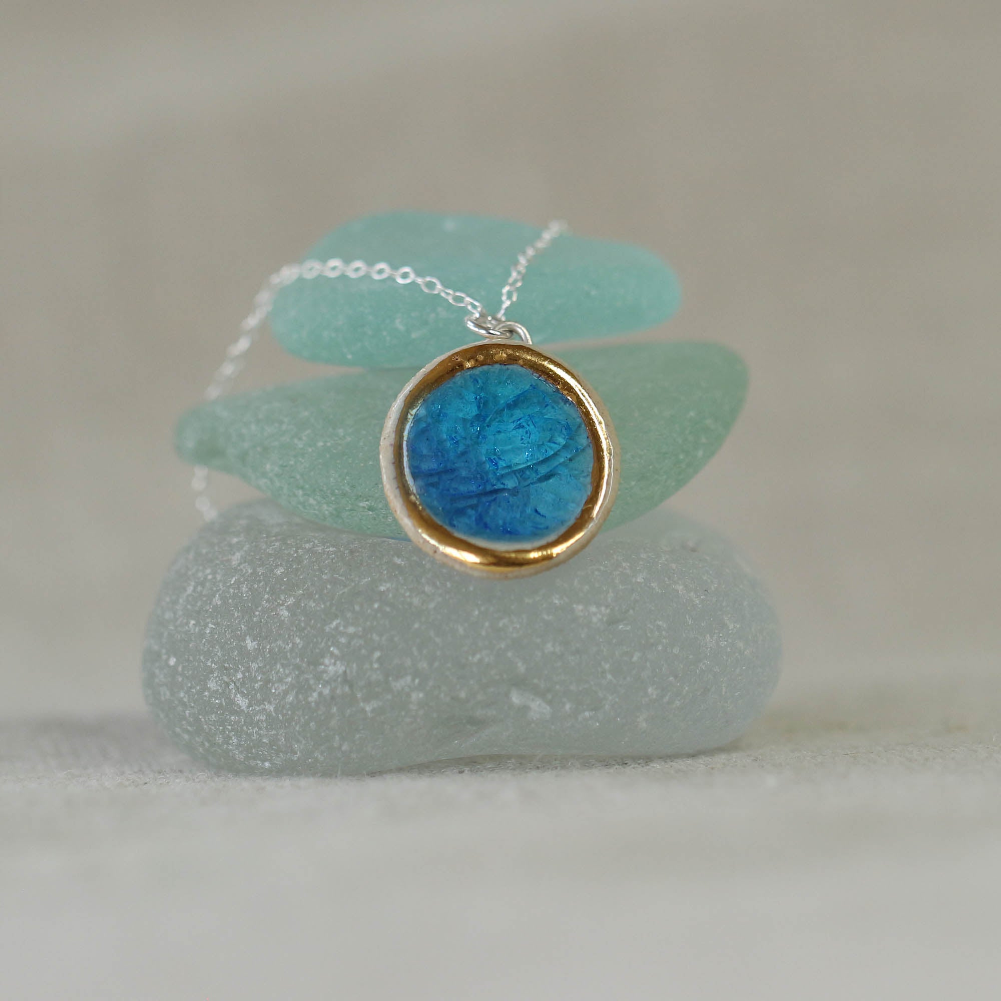 Turquoise Blue Lagoon Oval Sterling Silver Pendant - Habulous