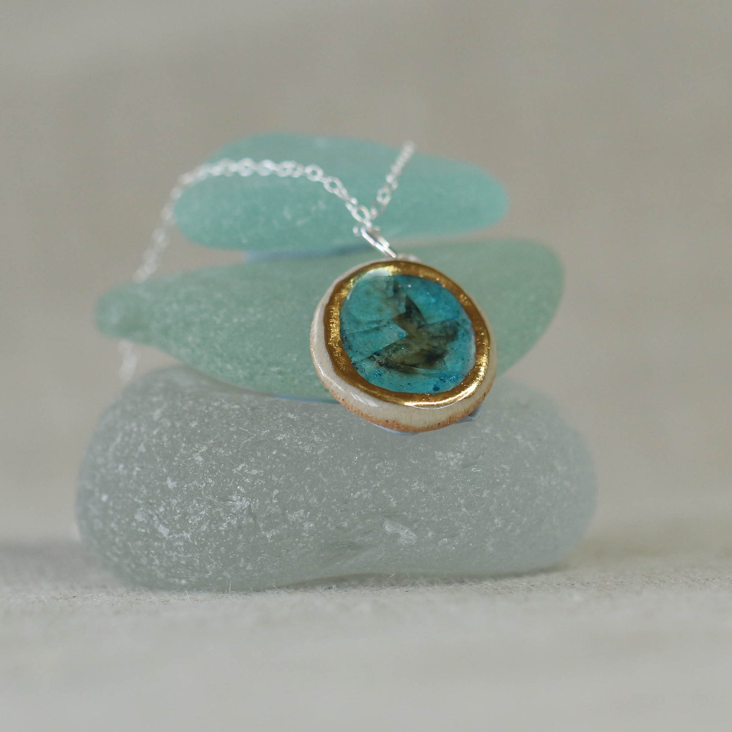 Turquoise Reef Oval Sterling Silver Pendant - Habulous