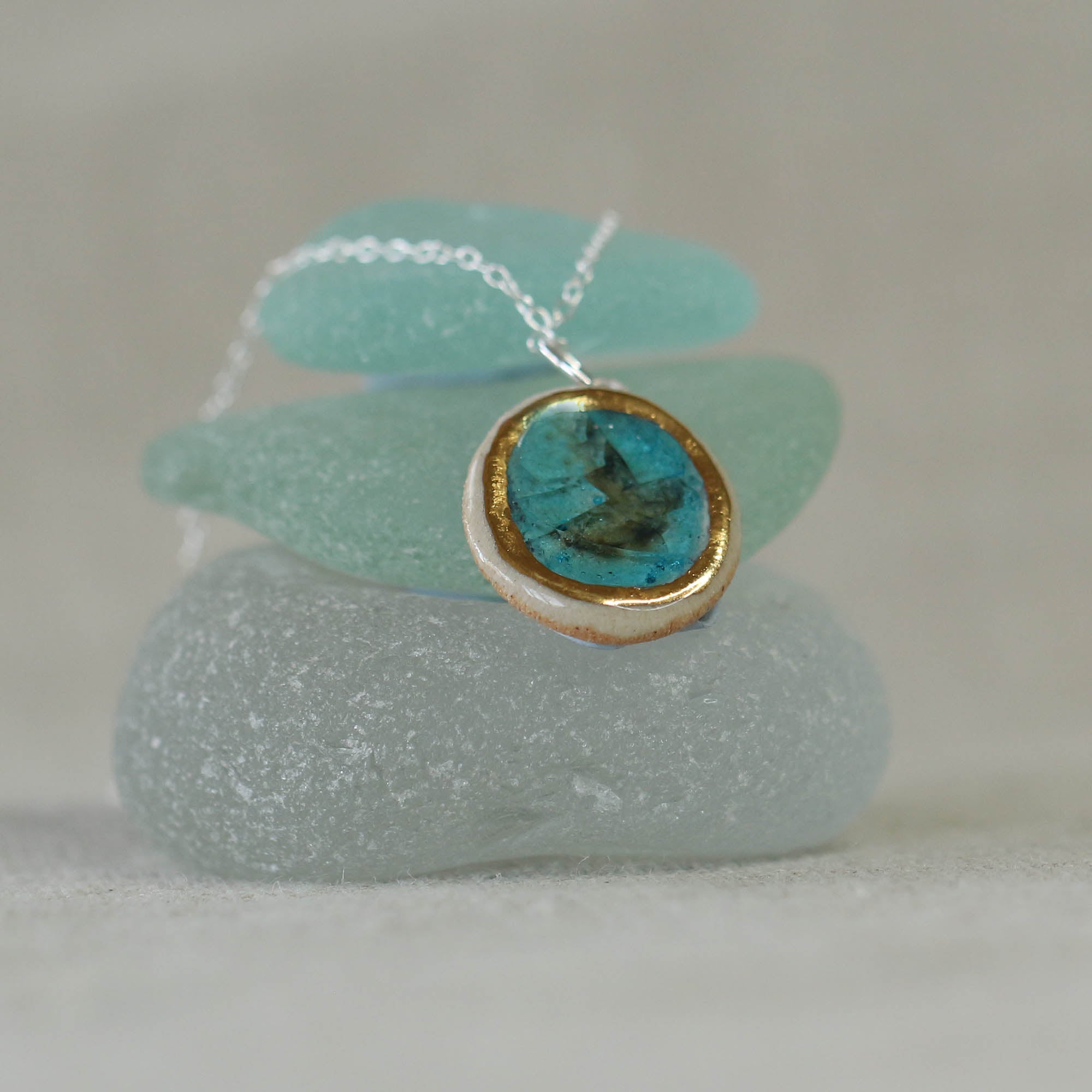 Turquoise Reef Oval Sterling Silver Pendant - Habulous