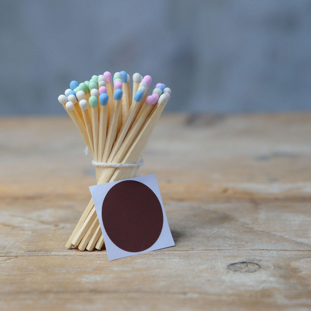 10cm Safety Matches with Striker Pad - Habulous. Pastel rainbow long safety matches.