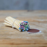 10cm Safety Matches with Striker Pad - Habulous. Pastel rainbow long safety matches.