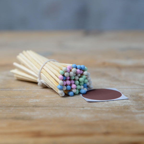 10cm Safety Matches with Striker Pad - Habulous. Pastel rainbow long safety matches.