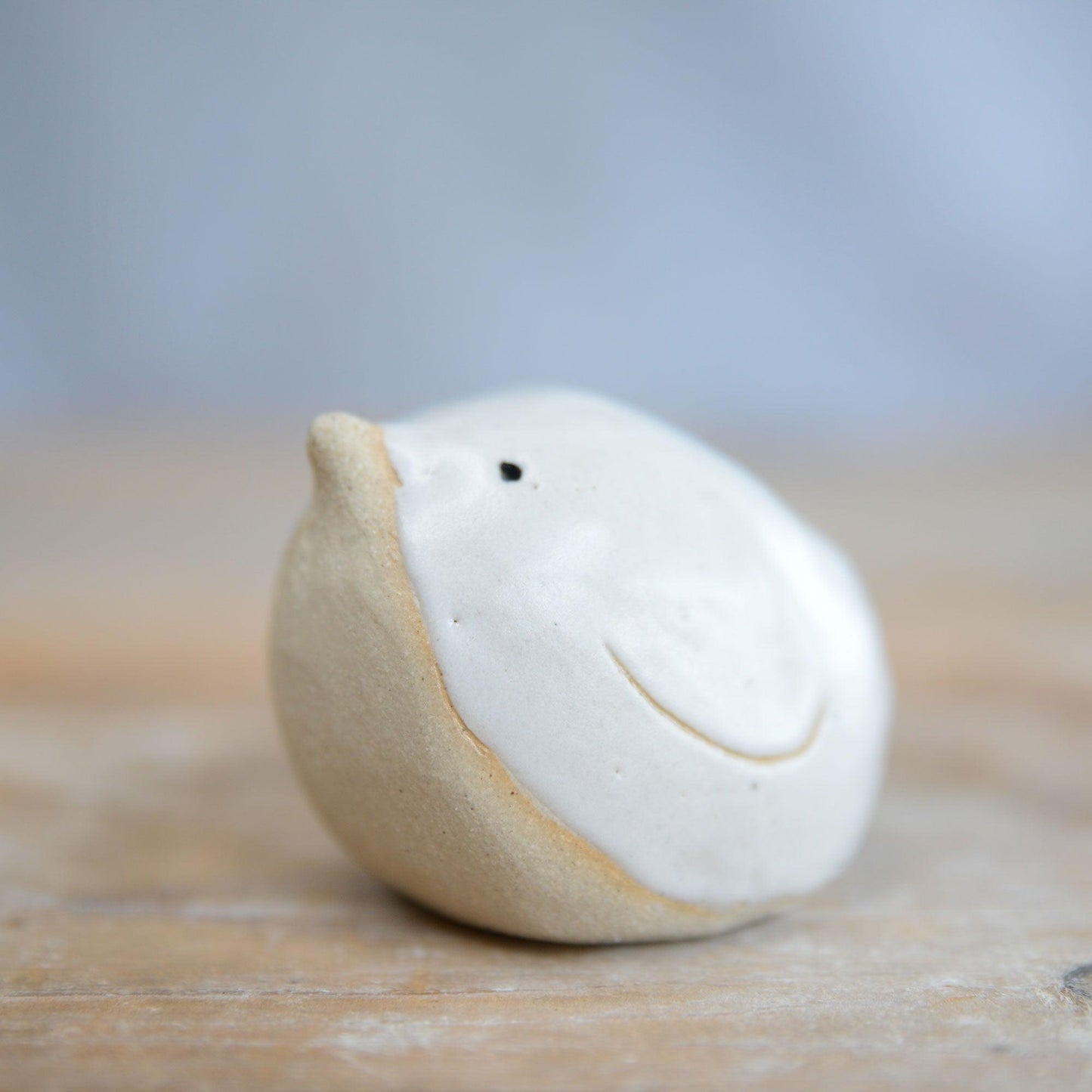 Close up of bird stoneware clay and white glaze